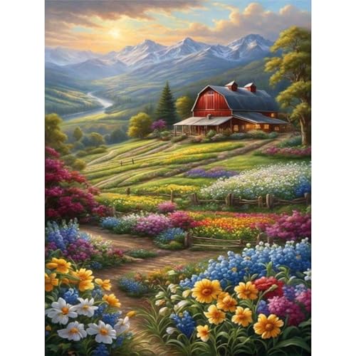 Giahism Malen nach Zahlen Erwachsene Landschaft-Malen nach Zahlen für Erwachsene Blumen,Paint by Numbers Adult Landschaft Ölgemälde für Home Wand Dekor 30x40cm von Giahism