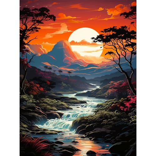 Giahism Malen nach Zahlen Erwachsene Landschaft-Malen nach für Zahlen Erwachsene Natur,Paint by Numbers Adult Ölgemälde Landschaft für Home Wand Dekor 30x40cm von Giahism