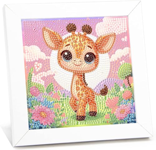 Giraffe Diamond Painting Kinder Mit Holzrahmen-Giraffe 5D Diamond Painting AB 6 7 8 9 10 11 12,Giraffe Diamant Painting Kinder für Heimfreizeit und Wanddekoration(18x18cm) von Giahism