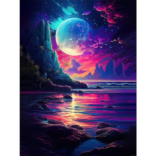 Landschaft Diamond Painting Set Erwachsene-Landschaft Diamanten Painting,Mond Diamond Painting Erwachsene für Zuhause Freizeit und Wanddekoration(12x16inch) von Giahism