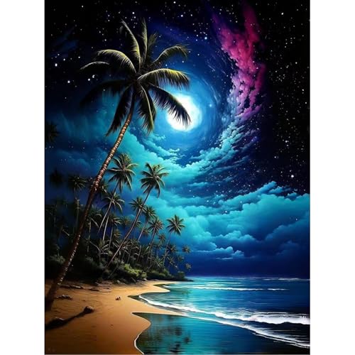 Meereslandschaft Diamond Painting Erwachsene-Strand Diamant Painting Bilder Erwachsene,Landschaft Diamond-Painting Arts Craft für Home Wand Decor(30x40cm) von Giahism