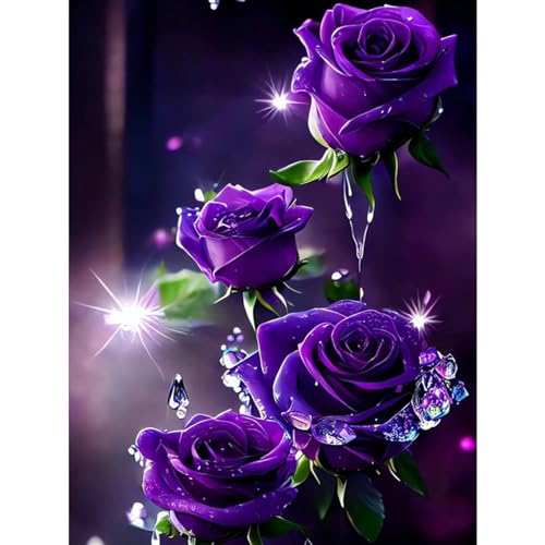 Rose Diamond Painting Erwachsene-Violett Rose Diamant Painting Bilder Erwachsene,Roses Diamond-Painting Arts Craft für Home Wand Decor(30x40cm) von Giahism