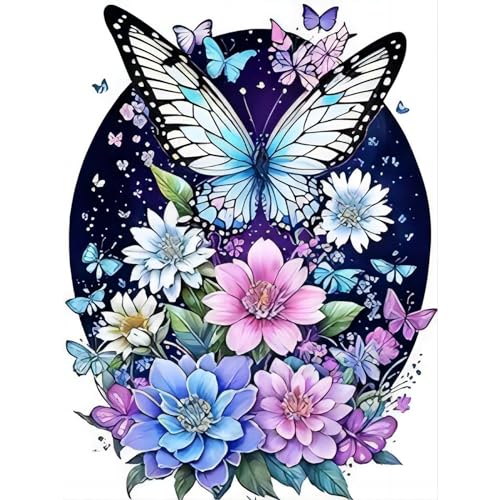 Schmetterling Diamond Painting Set Erwachsene-Schmetterling Diamanten Painting,Blume Diamond Painting Erwachsene für Zuhause Freizeit und Wanddekoration(12x16inch) von Giahism