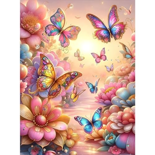 Schmetterlinge Diamond Painting Erwachsene-Diamant Painting Bilder Erwachsene Schmetterlingen,Florid Diamond-Painting Arts Craft für Home Wand Decor(30x40cm) von Giahism