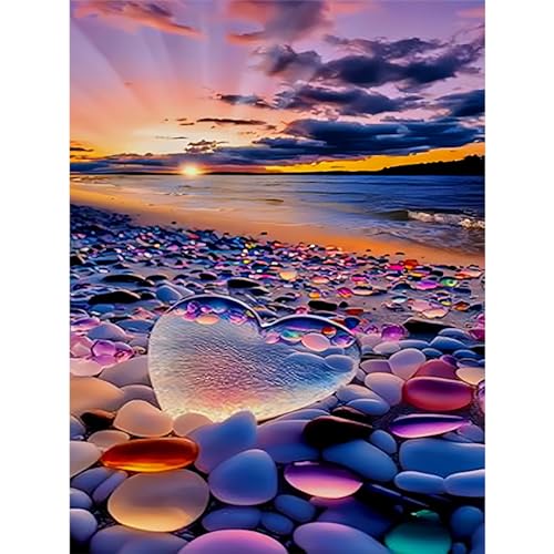 Diamond Painting Erwachsene Strand,Sonnenuntergang 5D Diamond Painting Bilder,DIY Diamant Kunst Malerei Stickerei Set Kreuzstich Bilder Home Wand Dekor(30x40cm) von Giahism