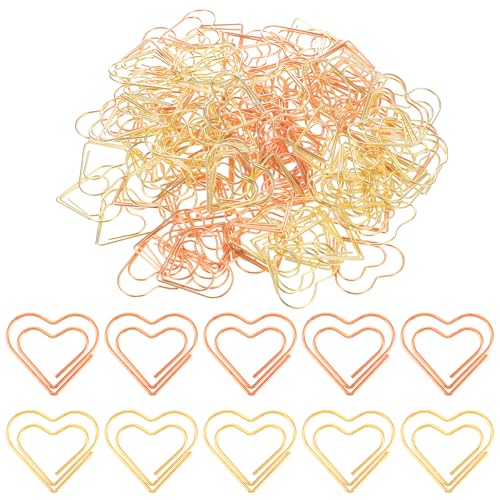 Giantree 120 Stück Herzform Büroklammern, 3cm Groß Herzförmige Paper Clip Büroklammern Herzförmige Büroklammern motiv Liebe Büroklammern Spender Für Lesezeichen Postkarten Büro Vorräte(Gold Roségold) von Giantree