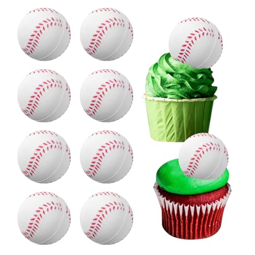 Giantree 10 Stück Baseball Cupcake Topper, fussball kuchen deko kuchen deko fußball Tortendeko Fussbal Sport Party Tortendeko für Geburtstagsfeier Dekoration, Babyparty, Kuchendekoration(Baseball) von Giantree