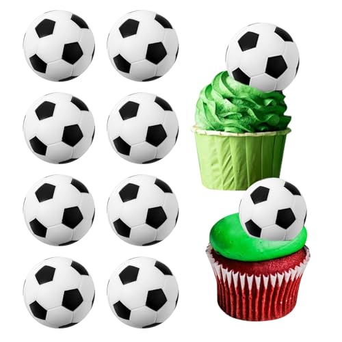 Giantree 10 Stück Fußball Cupcake Topper, fussball kuchen deko kuchen deko fußball Tortendeko Fussbal Sport Party Tortendeko für Geburtstagsfeier Dekoration, Babyparty, Kuchendekoration(Fußball) von Giantree