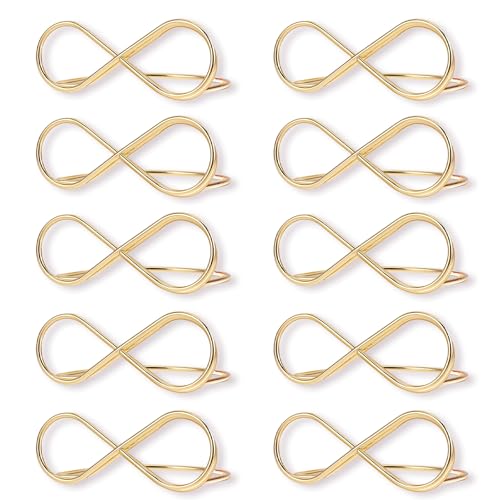 Giantree 10 Stück Unendlichkeit Nachrichtenclip Tischnummer Halter, Gold Tischkartenclips Hochzeit Sitzetiketten Tischkartenhalter Namenseinstellung für Party von Giantree