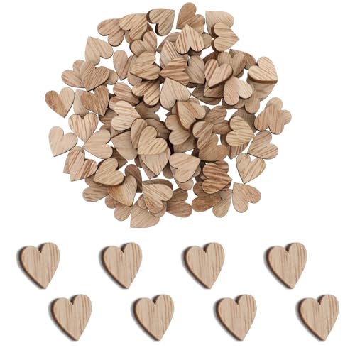 Giantree 100 Stück Herz Holzherzen, 12mm Holz Herzen Scheiben Deko Hochzeit Deko-Herzen Vintage Herz-Aufnäher Gästebuch Herzform für Hochzeit Party Jubiläum Geschenkanhänger zum Basteln DIY Basteln von Giantree