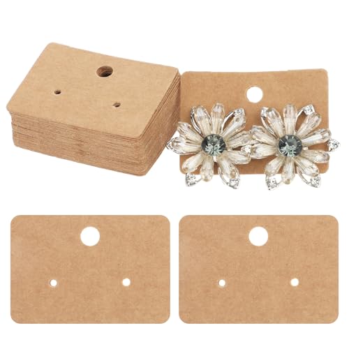 Giantree 100 Stück Ohrringe Displaykarten, 4.5x3.2cm Kraftpapier Ohrring Ständer Schmuck Verpackung Ohrstecker Aufbewahrung Ohrring Halterung Hängen Ohrringkarten für DIY Ohrstecker und Ohrringe von Giantree