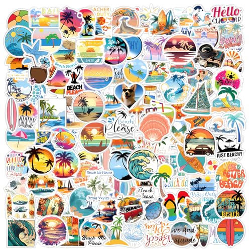 Giantree 120 Stück Sommer-Strand-Aufkleber, Selbstklebende Urlaub Strandaufkleber Sommer-Surfen Stickers koffer aufkleber für Hawaii Partygeschenke Urlaub Scrapbooking Tagebuch von Giantree