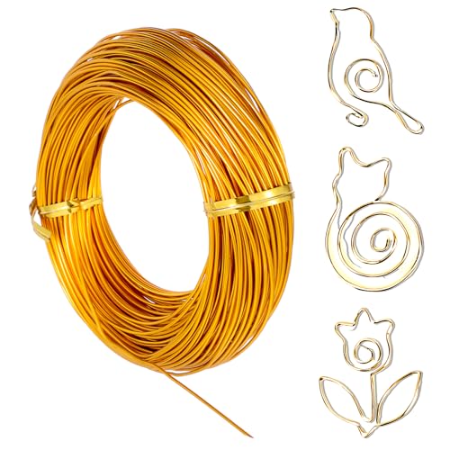 Giantree 1mm×30m Basteldraht, Draht Zum Basteln, Aluminiumdraht Schmuckdraht, Bindedraht Modellierdraht Draht Weicher & Biegsamer Draht für Schmuck Dekoteile DIY-Skulpturen Kranzherstellung(Gold) von Giantree