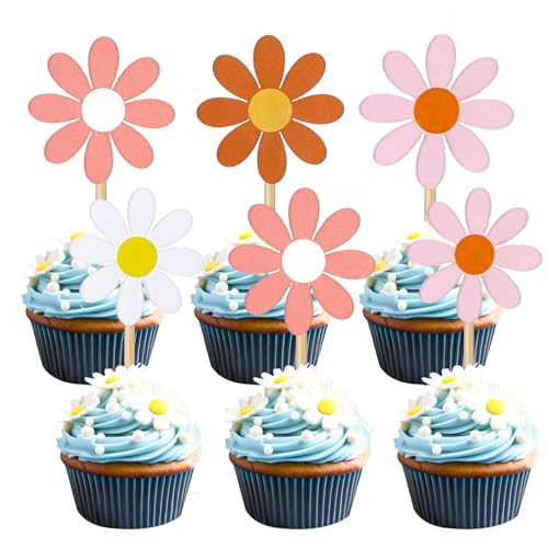 Giantree 20 Stück Gänseblümchen Tortendeko Topper, Gänseblümchen Kuchendeko Cake Topper Geburtstag Kuchen Deko Kuchendeko Tortenaufleger für Kinder Baby Dusche Hochzeit Bankett(4 Farben) von Giantree