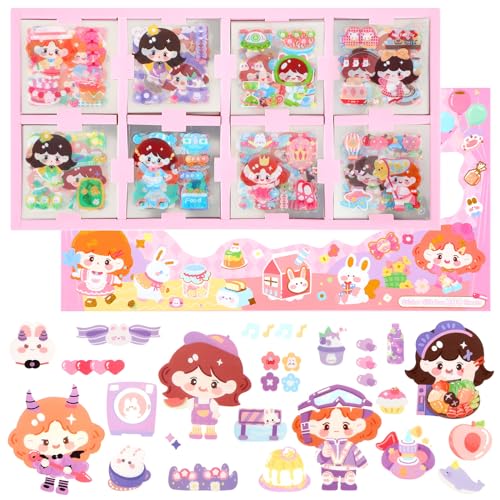 Giantree 200 Stück Cartoon Aufkleber Set,PET Transparent Aufkleber Niedliche Aufkleber Kawaii Scrapbook Aufkleber Cute Aufkleber Kawaii Sticker für Tagebuch, Notizbuch, DIY Scrapbook von Giantree