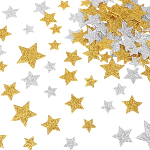 Giantree 200 Stück Selbstklebend Sterne Aufkleber, Moosgummi Sticker Stern Glitzer Aufkleber Gold und Silber Aufkleber Für Kinder Zum Basteln Gestalten Und Dekorieren Kunsthandwerk Sammelalben DIY von Giantree