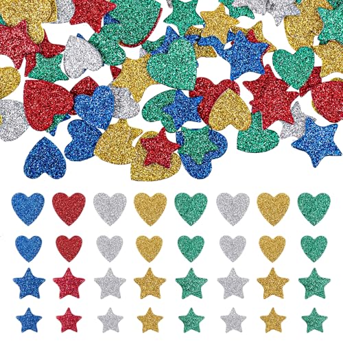 Giantree 270 Stück Sterne Moosgummi Sticker, Sterne sticker Glitzersticker Selbstklebend Stern Glitzer sticker für Kunsthandwerk Sammelalben DIY Dekoration, Bunte (Stil B) von Giantree