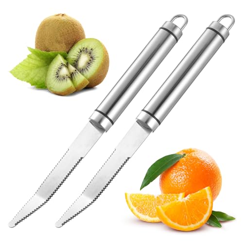 Giantree 2er Grapefruit Löffel, Grapefruitmesser Gebogenes Grapefruitmesser aus Edelstahl mit Wellenschliff Grapefruitschäler Küchen-Obstschäler gebogenes Schnitzwerkzeug für Zitrusfrüchte von Giantree