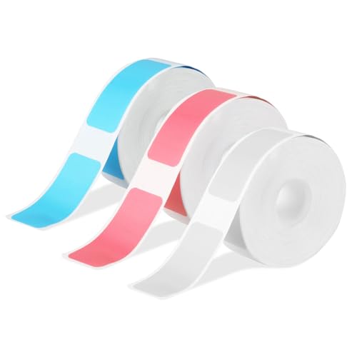 Giantree 3Rolls Thermoklebeetikett, 15x30mm Thermo Label Druckpapier Selbst klebendes Etiketten Band Tragbar Multifunktionales Etikett Kompatibel mit dem D11 D110 D101 Etikettendrucke (Blau Rosa Weiß) von Giantree