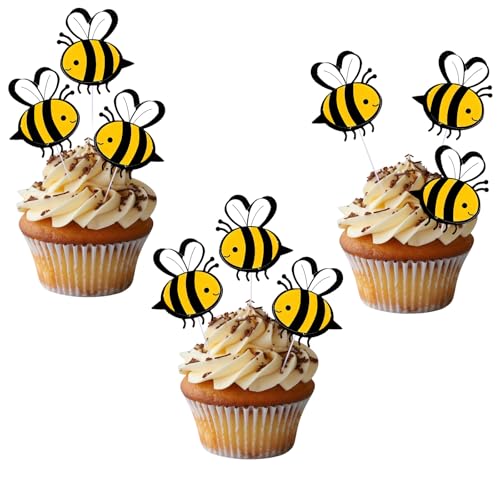 Giantree 30 Stk Biene Kuchen Topper, Biene Tortendeko Kuchen Deko Hummel Cupcake Topper Glitter Honeycomb Cupcake Picks für Bee Thema Geburtstag Party Giantree 30 Stk Biene Kuchen Topper, Biene Tortendeko Kuchen Deko Hummel Cupcake Topper Glitter Honeycomb Cupcake Picks für Bee Thema Geburtstag Party von Giantree