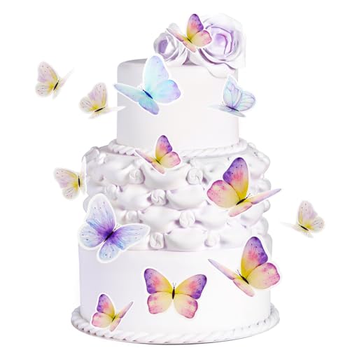 Giantree 30 Stücke Schmetterlinge Tortendeko, Schmetterling Kuchen 3D Dekorationen, Dreidimensional Schmetterlinge Deko Torte Cupcake Topper Tortendeko für Geburtstag Hochzeit Party Essen(Stil A) von Giantree