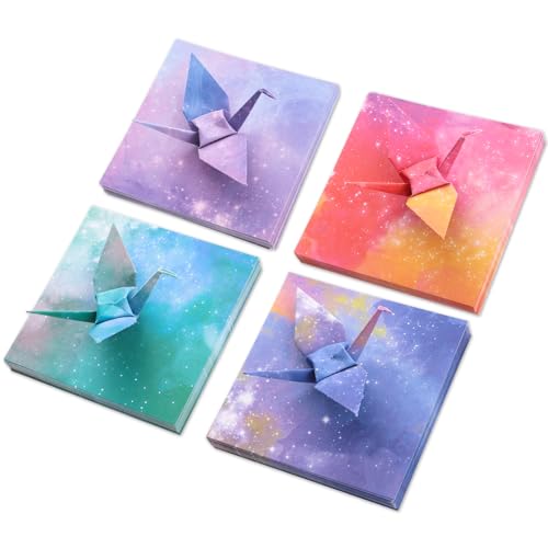 Giantree 400 Blatt Origami Papier Set,9.5cm Doppelseitiges Farbiges Origamipapier Sternenhimmel Quadratisch Papier Kleine Origami Für DIY-Kunsthandwerksprojekte Und Zum Gestalten,Kinder und Erwachsene von Giantree