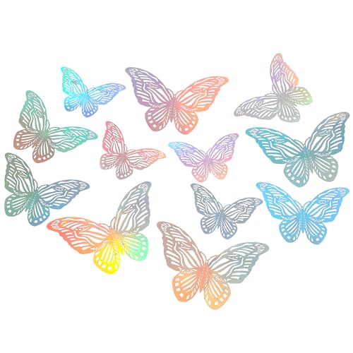 Giantree 48 Pcs Schmetterling Aufkleber Set, 3D PET Glitter Schmetterling Scrapbook Sticker Dekoration wasserdicht glänzende Schmetterling Aufkleber für DIY Fotoalben Wandaufkleber (Glitzer 1) von Giantree