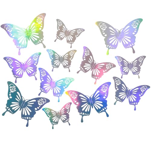 Giantree 48 Pcs Schmetterling Aufkleber Set, 3D PET Glitter Schmetterling Scrapbook Sticker Dekoration wasserdicht glänzende Schmetterling Aufkleber für DIY Fotoalben Wandaufkleber (Glitzer 2) von Giantree