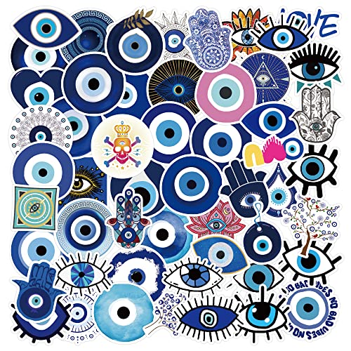 Giantree 50 Stück Evil Eye Stickers Set, Blau Böses Auge Aufkleber für DIY Erwachsene Graffiti Sticker, Wasserfeste Aufkleber für Laptop Water Bottle Skateboard Tagebuch Koffer von Giantree