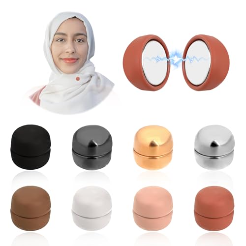 Giantree 8 Paar Beidseitig Hijab Magnet, Round Starke Hijab Pins Magnetbrosche Keine Lochstifte Magnetknöpfe Magnetischer Hijab Clip für Muslimischen Schal Hijab Kleid Cardigan von Giantree