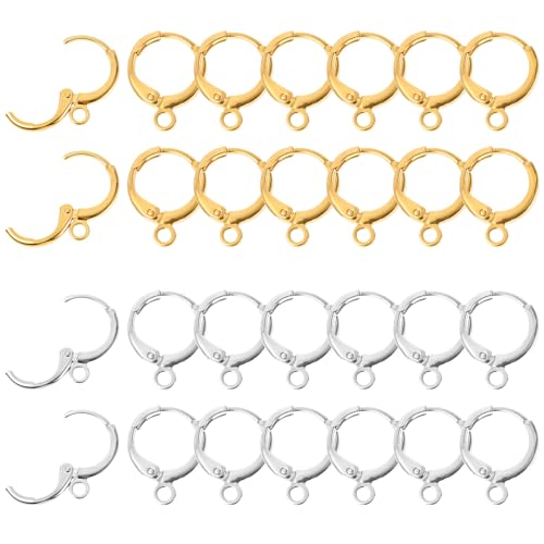 Giantree 80 Stk Ohrringhaken, Ohrringe Selber Machen Set Ohrhaken Ohrring Verschluss Ohrringe Diy Ohrhänger Ohrhaken Ohrringe Zubehör für Basteln von Ohrhängern Creolen(Gold+Silber) von Giantree