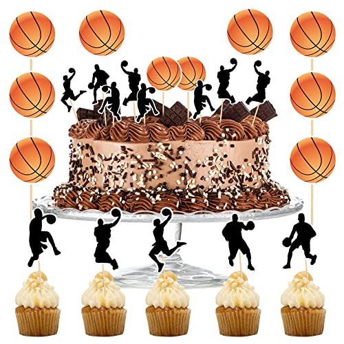 Giantree 24 Stück Basketball Deko Cake Toppers, Basketball Aktion Kuchen Topper Tortenaufleger, Basketball Tortendeko für Junge Kuchendeko Geburtstag Sport Thema Party Kuchen Dekorationen von Giantree