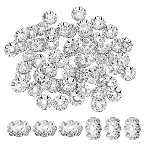 Giantree Strassperlen zur Schmuckherstellung, 100 Stück, 12 mm, Perlen, Abstandshalter für Stifte, Strasssteine, Glitzer, Wellen, Diamant-Kristallperlen für DIY-Stifte, Armbänder, Schmuckherstellung, von Giantree