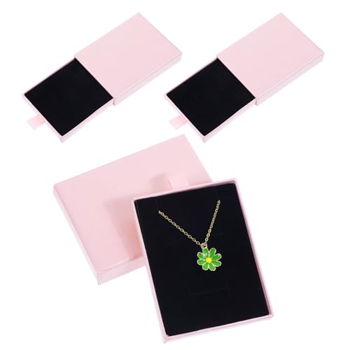 JIYIN 3 Stücke Schmuck Box, Rosa Schmuckkasten Schmuck Geschenkbox Pappe Kleine Schmuckschatulle Schmuckverpackungen Schmuck Organizers für Ohrringe Ring Armbänder von Giantree