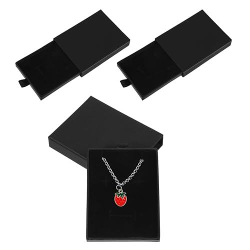 Giantree JIYIN 3 Stück Schmuck Geschenkbox, 9 x 7 x 1.7 cm Schwarz Klein Schmuckschatulle Schmuckaufbewahrung Schmuck-Reiseetui Geschenkschachtel für Ohrringe Halsketten Armbänder Ringe von Giantree