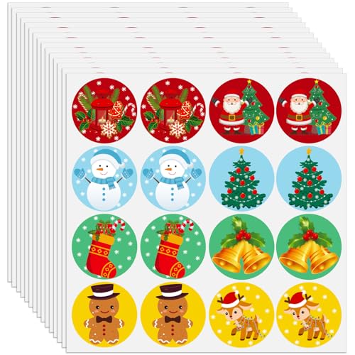 560 Stück Aufkleber Weihnachten, Weihnachtssticker Weihnachtsaufkleber 4cm Weihnachtssticker Selbstklebend, Geschenkaufkleber, Weihnachts Sticker Etiketten für Papiertüten Weihnachtsdeko Umschlag von Gicare