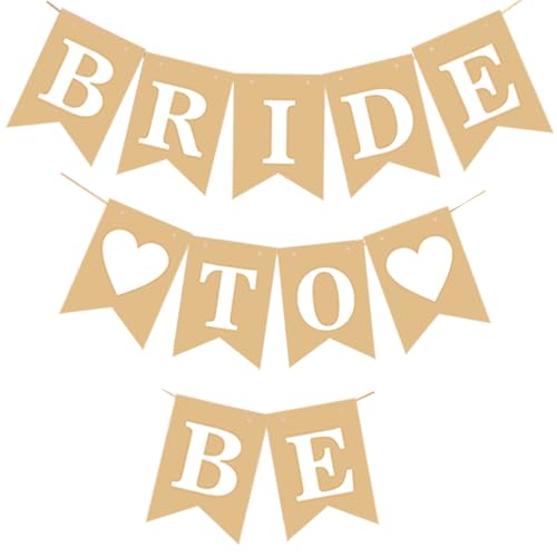 Gidobo Bride To Be Banner, Kraftpapier Bride To Be Dekorationen Bachelorette Party Banner für Junggesellinnenabschied Verlobung Hängeschild Brautdusche Hochzeitsbedarf von Gidobo