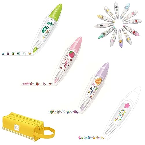 Gienslru Süßer Klebebandstift, DIY niedliche Tiere Drucktyp dekorativer Stift, DIY Lace Decoration Tape Pen, niedliches Scrapbooking-Tagebuch dekorative Korrekturbänder (B) von Gienslru