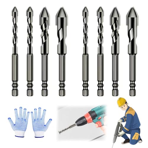 High-Strength Eccentric Twist Drill Bit, High Hardness Skewed Head Eccentric Drill Bits, High Strength Oblique Head Eccentric Drill Bit, Multifunction Drill Bit Sets for Glass/Tile/Wood (8Pcs) von Gienslru