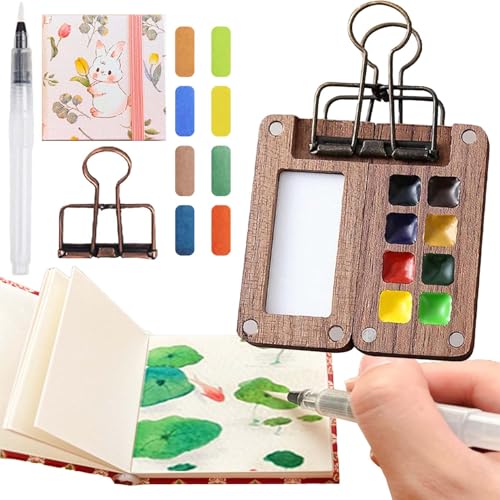 Nano Palette Watercolor, The Complete Nanopalette Set, Pocket Artist Watercolor Travel Set, 2025 New Mini Watercolor Paint Set Paint Palette Travel Kit with Binder Clips (B) von Gienslru