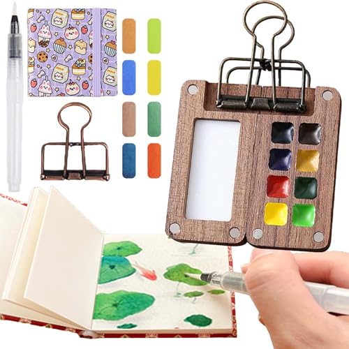 Nano Palette Watercolor, The Complete Nanopalette Set, Pocket Artist Watercolor Travel Set, 2025 New Mini Watercolor Paint Set Paint Palette Travel Kit with Binder Clips (F) von Gienslru