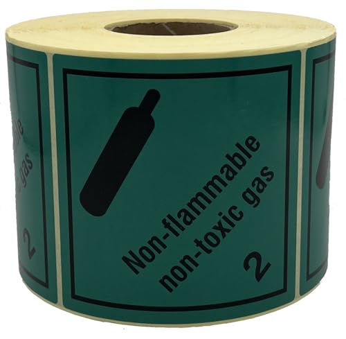 Giese-GEF Gefahrgutaufkleber Klasse 2.2 - NON-FLAMMABLE NON-TOXIC GAS - 100 x 100 mm - 1000 Etiketten auf Rolle - Papier selbstklebend - ADR von Giese-GEF