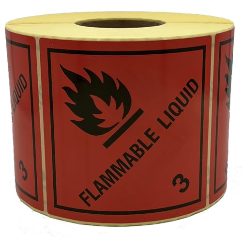 Giese-GEF Gefahrgutaufkleber - Klasse 3 Flammable Liquid - 100 x 100 mm - 1000 Etiketten auf Rolle - Papier selbstklebend - gem. ADR von Giese-GEF