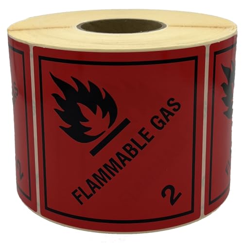 Giese-GEF Gefahrgutaufkleber Klasse 2.1 Flammable Gas - 100 x 100 mm - 1000 Etiketten auf Rolle - Papier selbstklebend - ADR von Giese-GEF