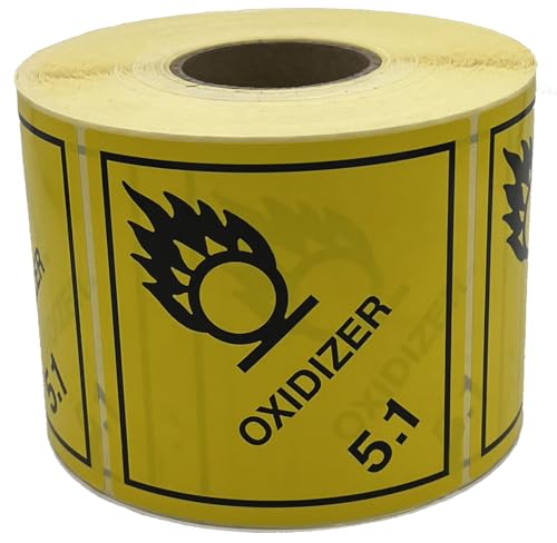 Giese-GEF Gefahrgutaufkleber Klasse 5.1 Oxidizer - 100 x 100 mm - 1000 Etiketten auf Rolle - Papier selbstklebend - ADR von Giese-GEF