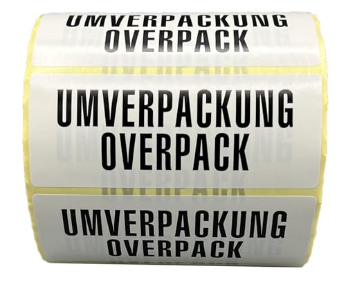 Umverpackung/Overpack Aufkleber - 100 x 40 mm - 1000 Etiketten auf Rolle - Versandetikett Papier selbstklebend von Giese-GEF