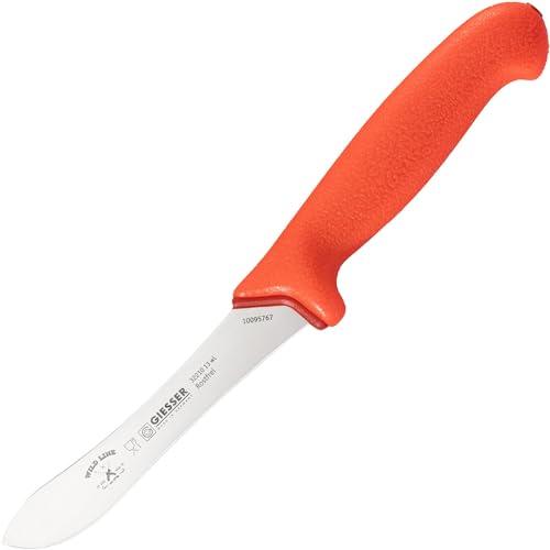 Giesser Messer - Made in Germany - WildLine Serie für Jäger und Angler, rutschfest, cm, Farbe orange, scharf, Griff PrimeLine, rostfrei (Abhäutemesser 13 cm) von Giesser Messer