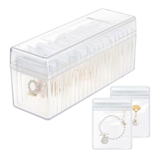 Acryl-Schmuckschatulle, tragbar, transparent, mit 20 Schmuck-Organizer-Taschen, Reise-Schmucketui für Ohrringe/Ringe/Halsketten von Gift2u