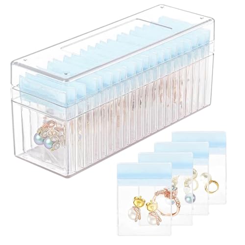 Acryl-Schmuckschatulle, tragbar, transparent, mit 20 Schmuck-Organizer-Taschen, Reise-Schmucketui für Ohrringe/Ringe/Halsketten von Gift2u