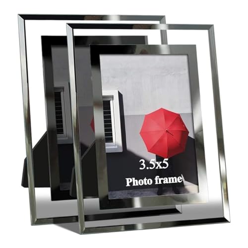 Giftgarden 2er Set Glas Bilderrahmen 9x13 cm - Silber Fotorahmen für 13x9 Fotos und Bilder - Perfekt für Babyfotos, Familienfotos und Hochzeitsfotos - Geschenk für besondere Anlässe von Giftgarden